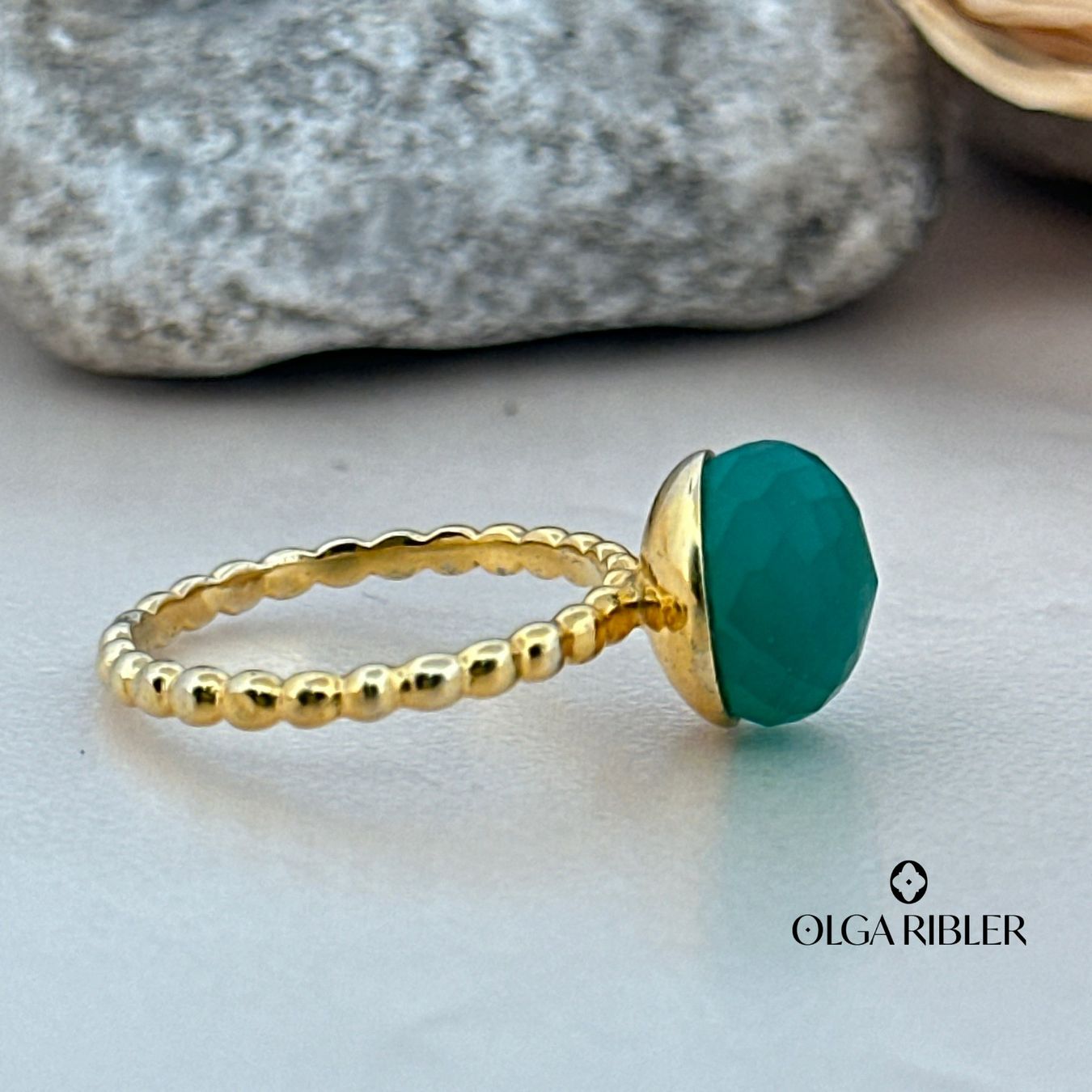 Olga Ribler Ringe: Silber Bubble-Ring mit grünem Onyx Grösse 52 – Neu (gemäss Beschreibung) aus Luzern von byolgaribleroutlet 1
