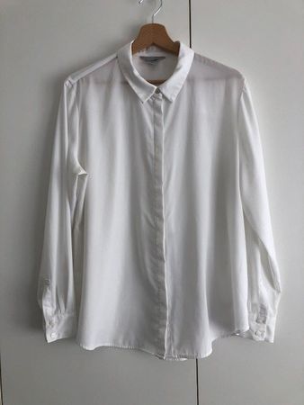 Weisse Bluse, Langarm, H&M, 44, mit verdeckter Knopfleiste