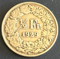 Schweizer Münze 1/2 Franken 1929 B Helvetia guter Zustand