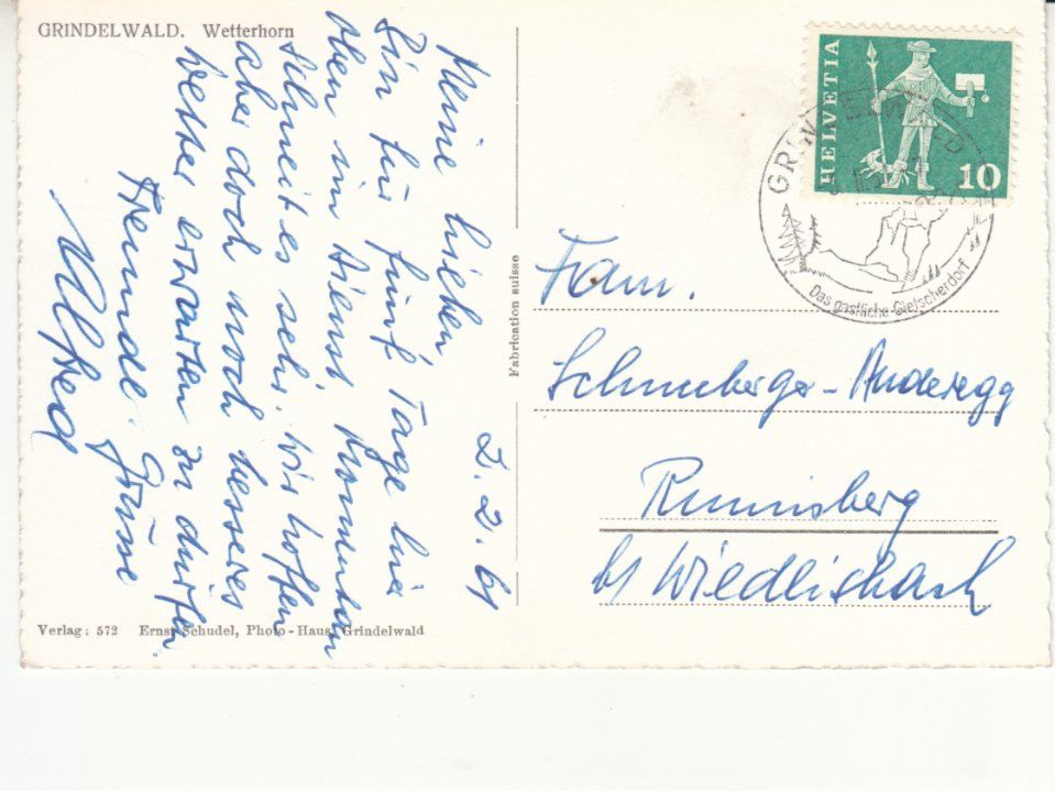 Cartoline postali: Grindelwald 1961 – Usato da Bürglen TG venduto da StampGraf 1