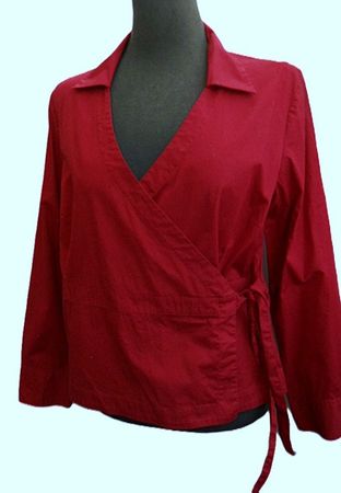 s. Masse ca. Gr. 40 42 Wickelbluse rot Coton +Elasthan
