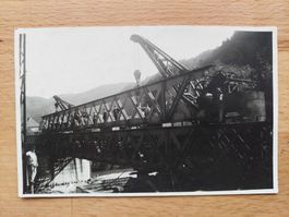 Echtfotokarte Brückenbau mit Kran (Olten Schweiz)