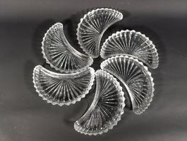 6 assiettes croissant de lune en verre lourd strié (22cm)