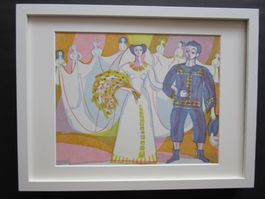 HANNS STUDER HOLZSCHNITT 1950/60 MIT PASSEPARTOUT 30X40CM