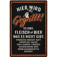 🔥🍺 Vintage Metallschild „Hier wird gegrillt!“ 🍺🔥