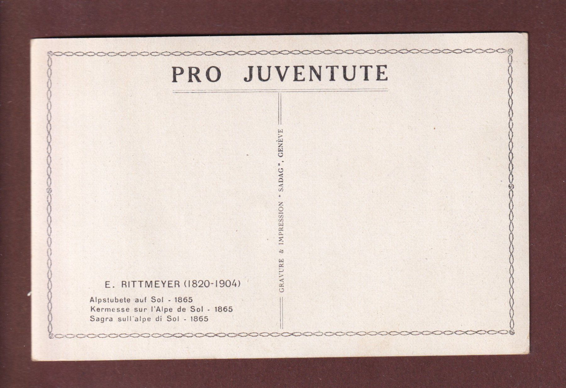 Cartoline postali: PRO JUVENTUTE - Alpstubete auf Sol – Usato da Pully venduto da nicecards 1