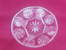 Vintage Servierteller Kristallglas Schleuderstern-Motiv