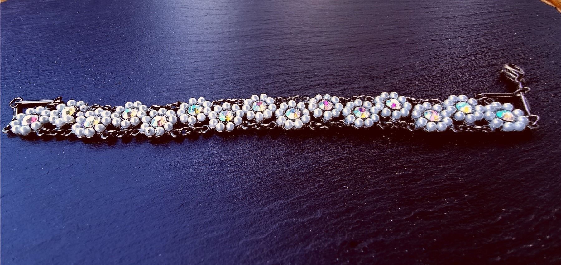 Armbänder & -reifen: Bracelet souple laiton, perles et strass – Gebraucht aus Veyrier von Leilazizou 5
