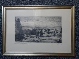 Barraud Aurèle Radierung signiert und bezeichnet Jura