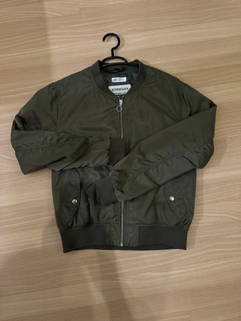 Vintage Khaki Bomber Jacke, H&M, Frühlingsjacke, Grösse M