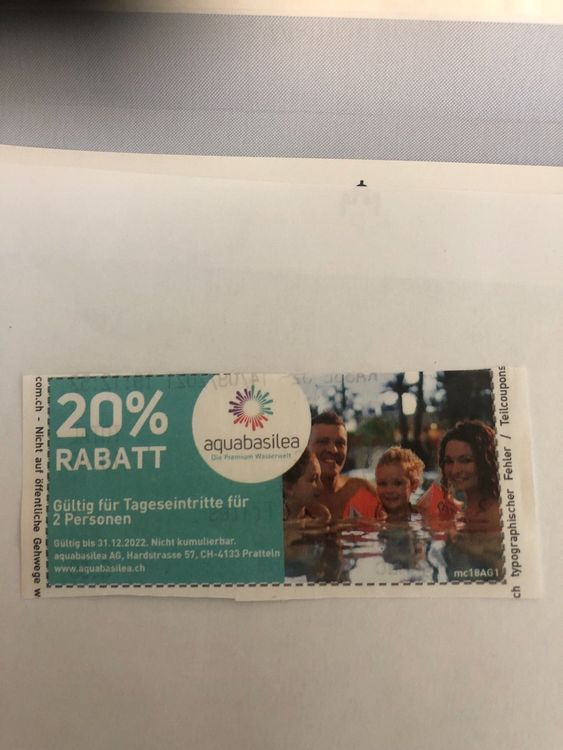 2 Tageseintritt Aquabasilea 20%günstiger | Kaufen auf Ricardo