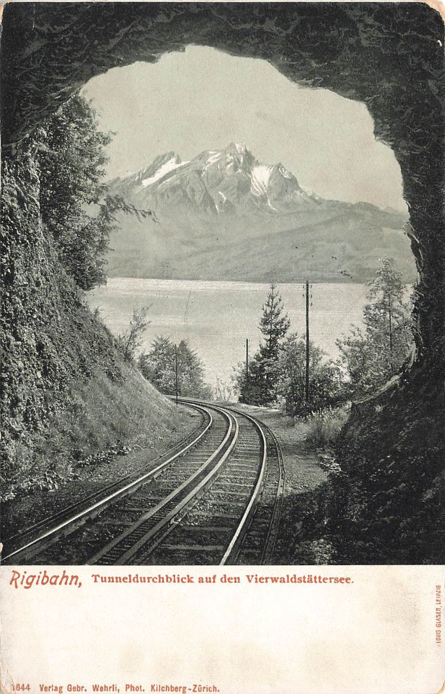 Cartoline postali: Rigibahn Tunneldurchblick Vierwaldstättersee – Usato da Biasca venduto da Blenio71