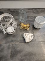 Deko-Set: Kerzenhalter, Herzschale, – Schmetterling-Desing