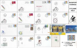 Radsport • cyclisme 13 Briefe illust. o.Adresse (2 FDC) +