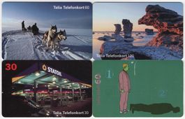 4 seltene Motiv Telefonkarten von SCHWEDEN