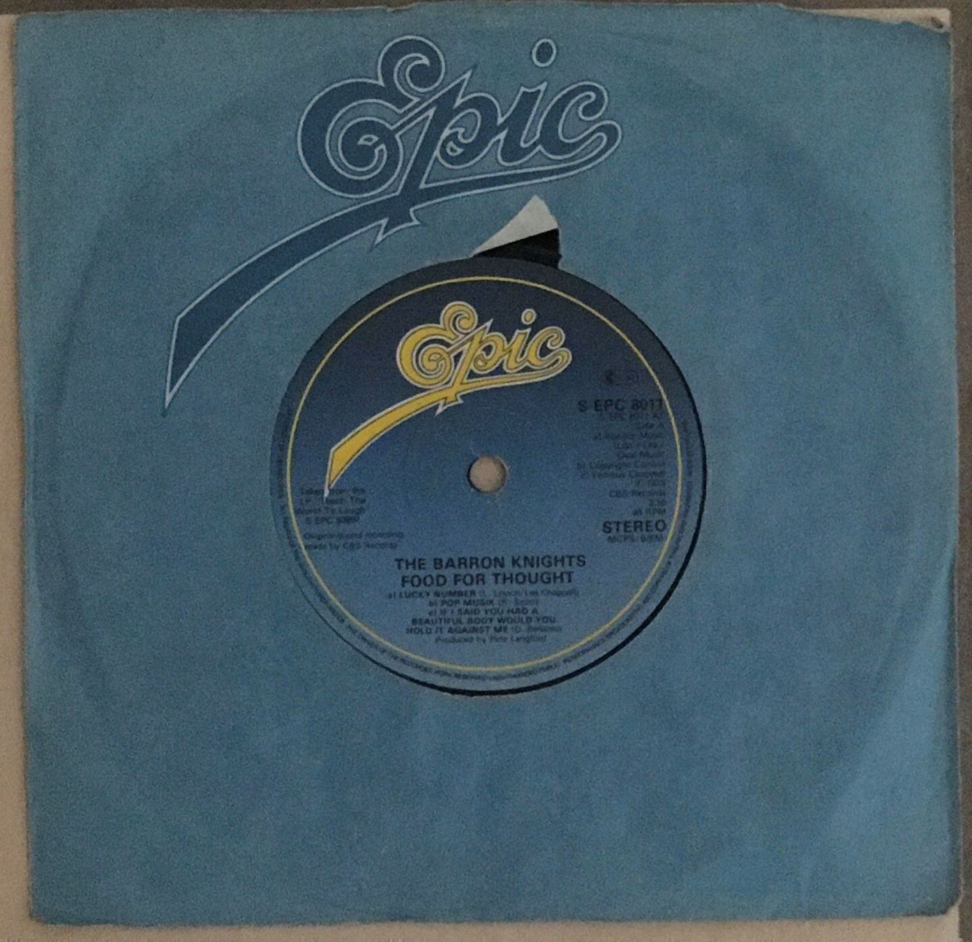 Dischi in vinile: THE BARRON KNIGHTS - FOOD FOR THOUGHT – Usato da Bussigny venduto da vinyl-pas-cher
