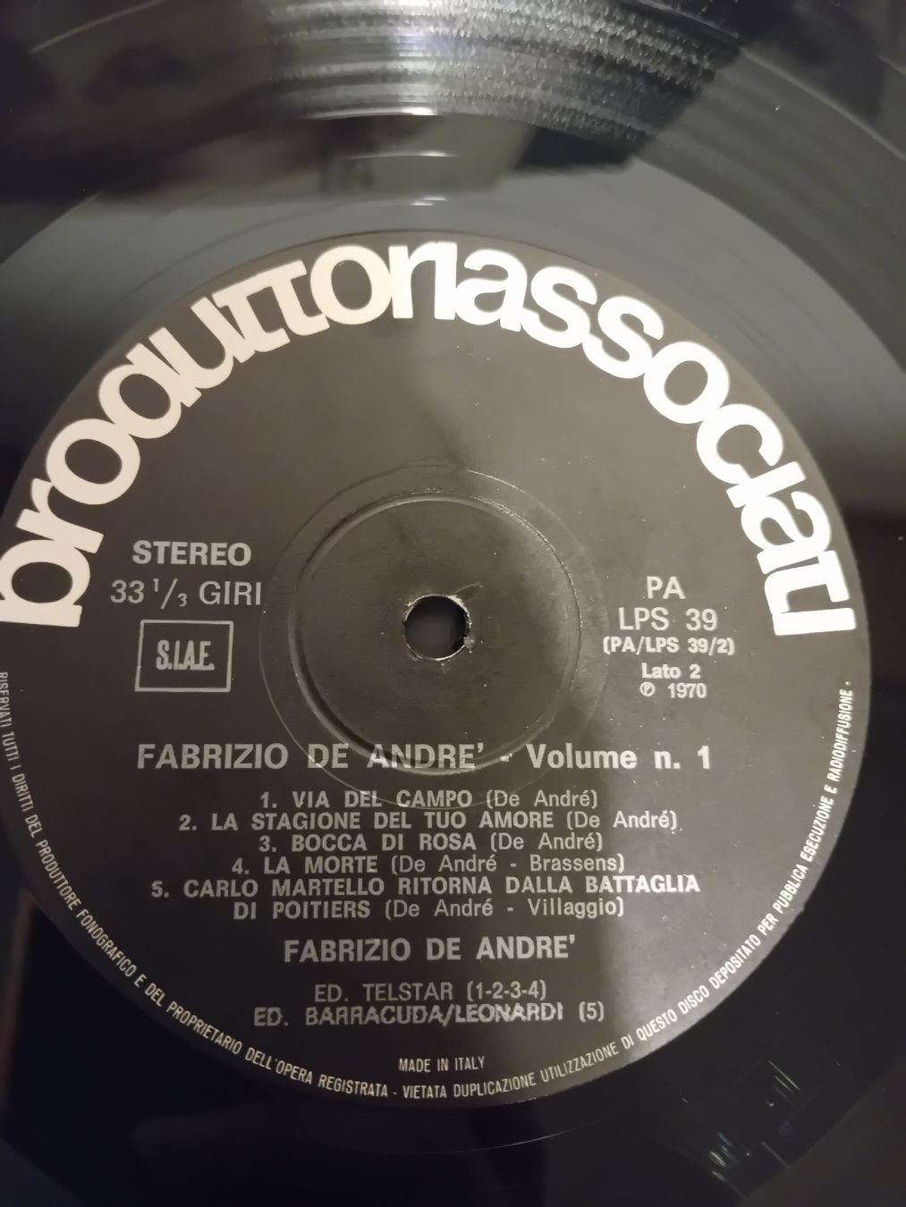 Schallplatten: Fabrizio De Andre Volume 1 LP Dischi Ricordi  – Gebraucht aus Biasca von Old_6blh 3