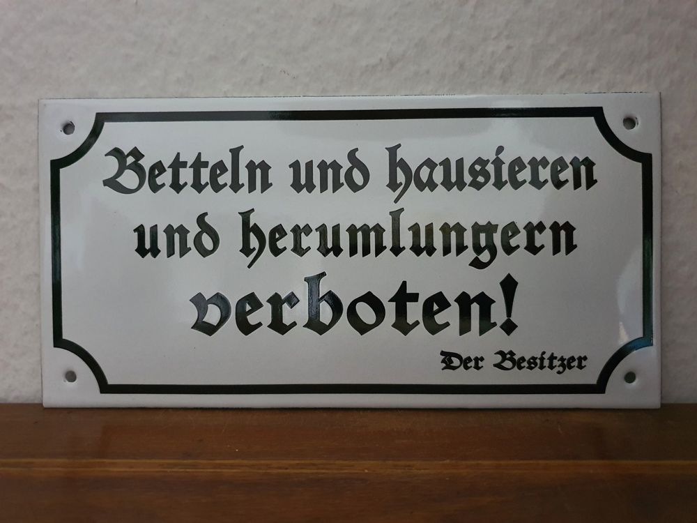 Emailschild Betteln Hausieren Verboten Spruch Emaille Schild Kaufen