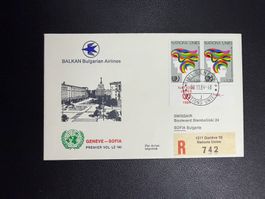 Bulgarian Airlines Erstflugbrief Genf-Sofia ab UNO 1984