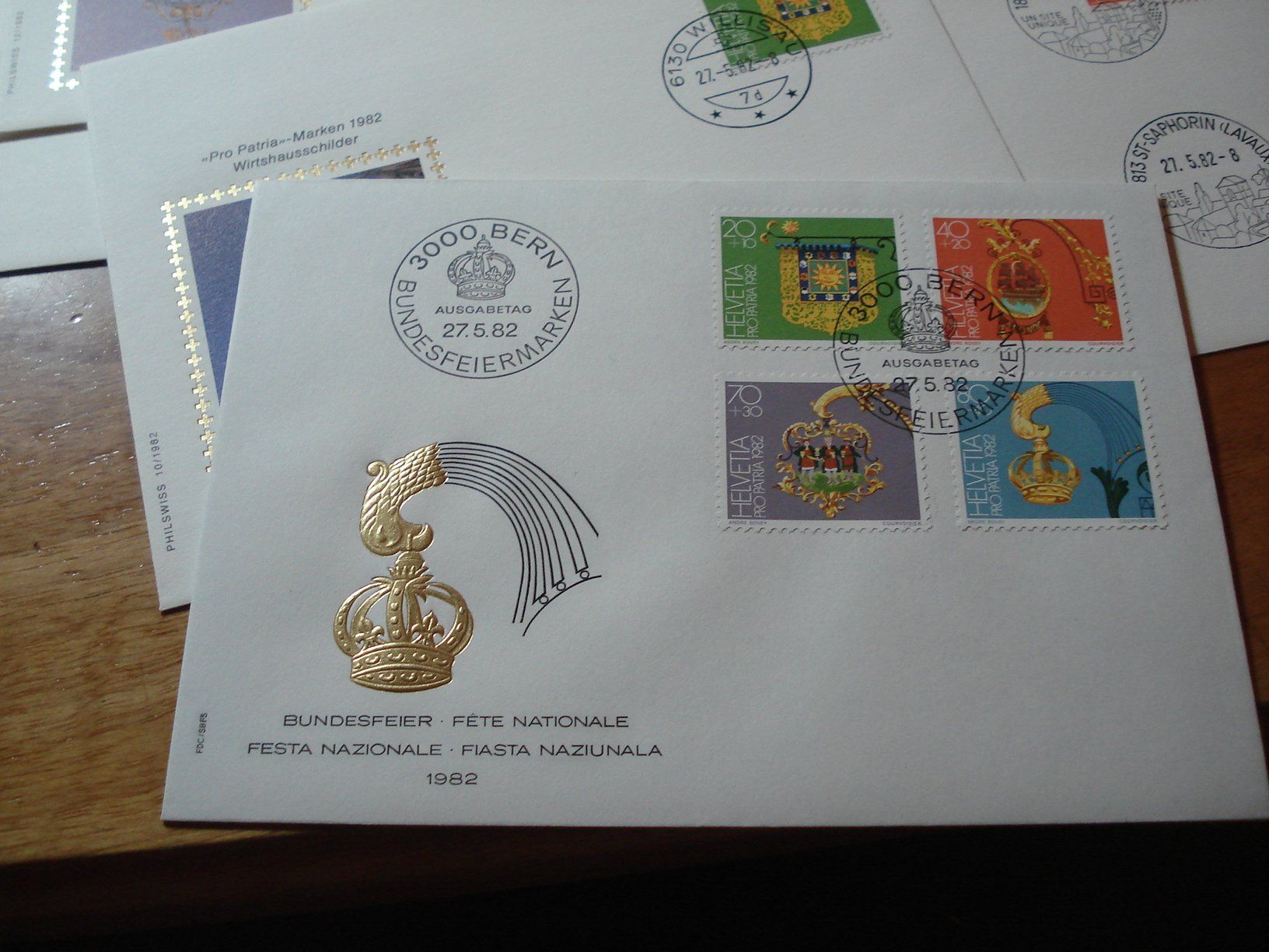 Alle Briefmarken: Pro Patria 1982, FDC Satz, Einzel + 4erblock, 9 Belege, – Gebraucht aus Niederwil AG von morostahu 2