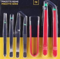 7-teiliges Pinzetten-Set rostfrei,110mm lang
