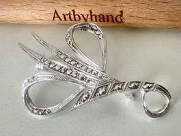 Vintage Silber Brosche 800  mit Markasiten – Art-Déco Unikat