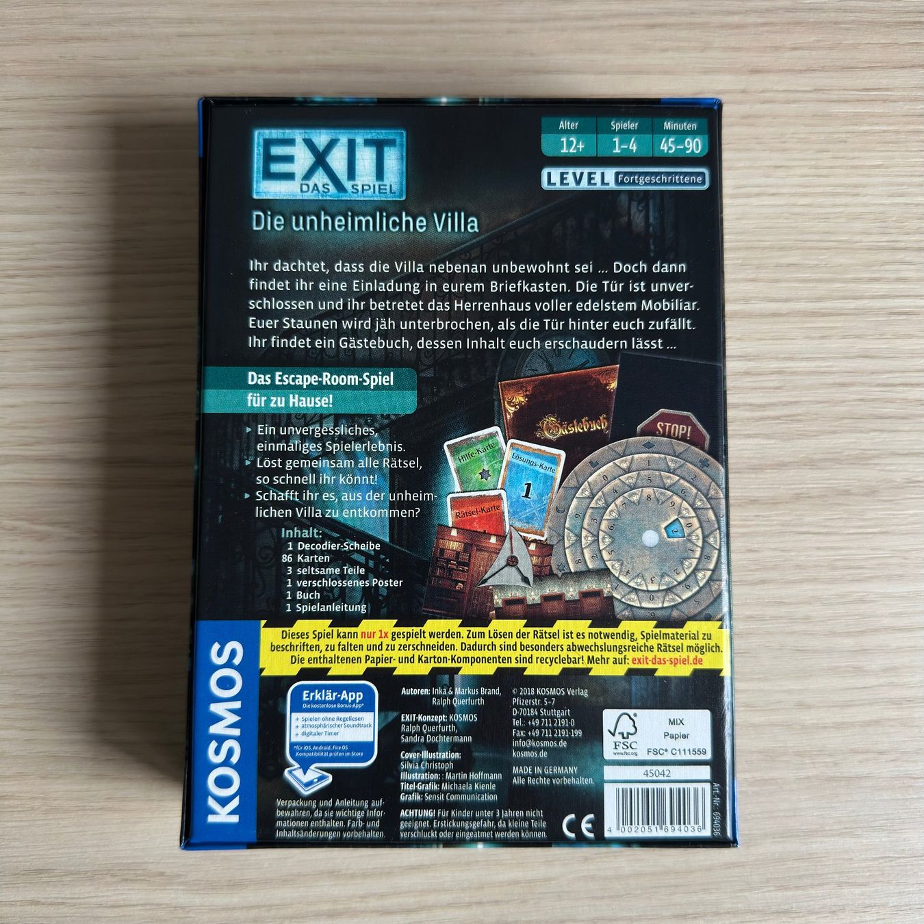 Kosmos Giochi: EXIT Das Spiel "Die unheimliche Villa" – Nuovo (secondo la descrizione) da Au ZH venduto da Wildernesspudding 1