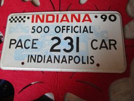 US-AUTONUMMER LICENSPLATE INDIANA PACE CAR INDI 500 1990 RAR