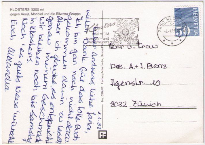 Cartoline postali: Klosters - Silvretta Gruppe – Usato da Binningen venduto da Mountainrider 1