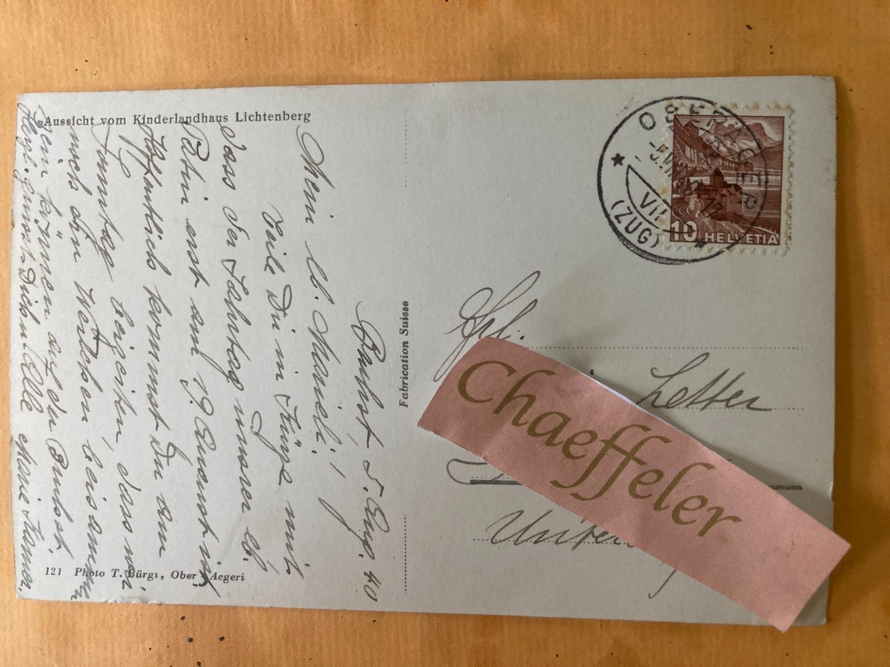 Cartoline postali: 1940 am Ägerisee – Usato da Zürich venduto da Chaeffeler 1