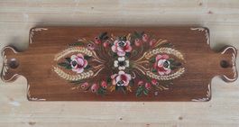 Vintage Holzbrett handbemalt (57x17 cm) – Bauernmalerei Deko