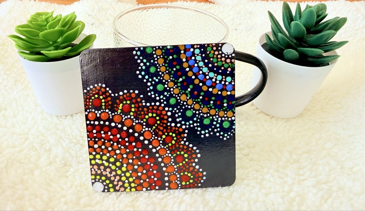 Sottobicchieri: Handmade Dot Mandala Coaster Set, Unique Home Decor!(2pcs) – Nuovo e nell'imballaggio originale da Opfikon venduto da aka_xl7l 3