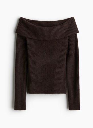 H&M 🤎 Pull a épaules nues en maille L