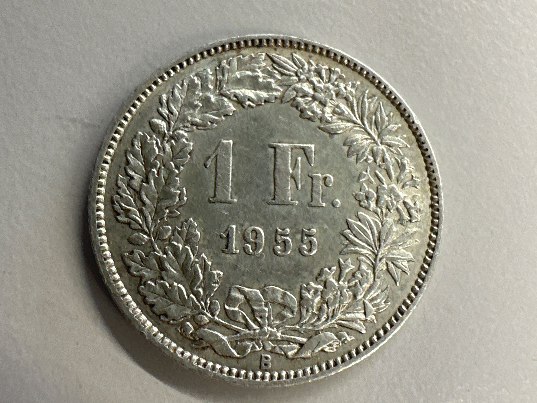 Tutti le monete: 1 Fr. Schweiz Silber 1955 -vz – Usato da Herisau venduto da herau
