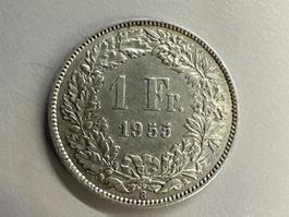 1 Fr. Schweiz Silber 1955 -vz