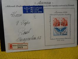 25.9.1938, AARAU BLOCK, NATIONALE BRIEFMARKENAUSSTELLUNG