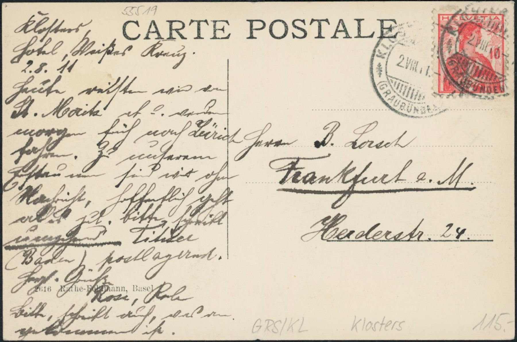 Cartoline postali: GRS Klosters – Usato da Schindellegi venduto da leecollect 1