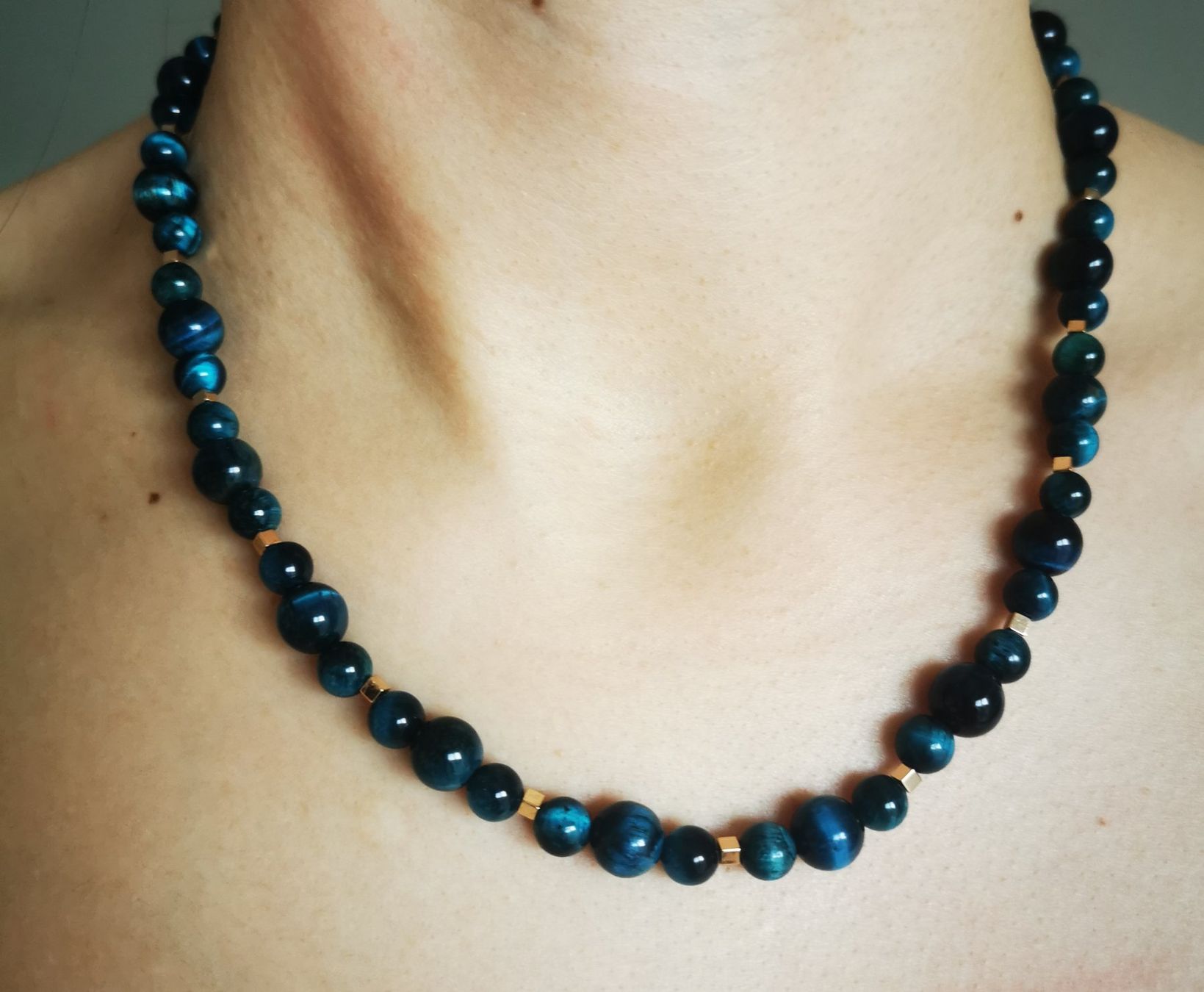 Catenine: Halskette mit blauen Tigerauge-Perlen – Nuovo (secondo la descrizione) da Niedergösgen venduto da lil_s6k8 1