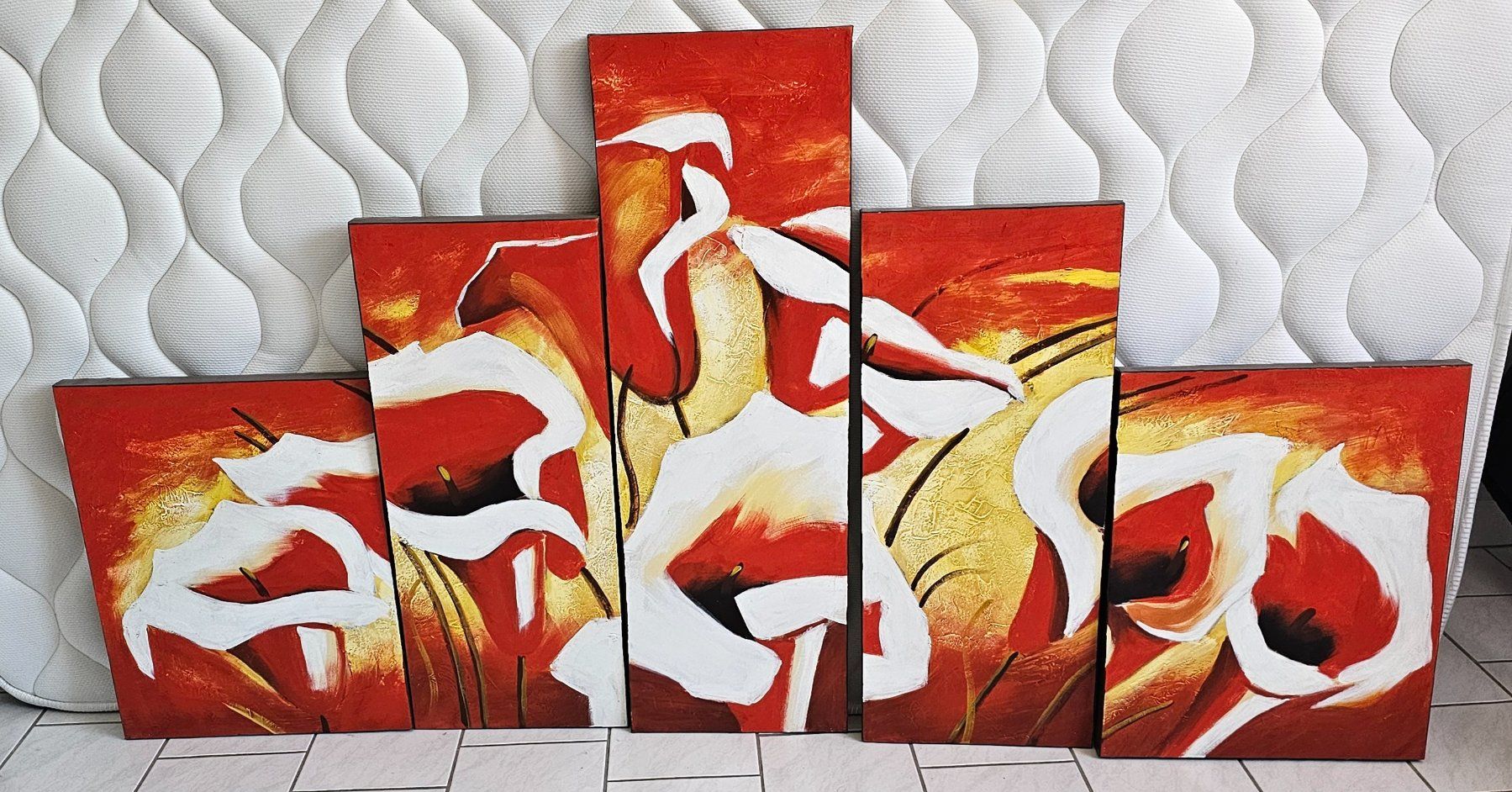 Piante & sementi: Tableau 5 parties fleurs callas rouge abstrait – Usato da Villars-sur-Glâne venduto da aur_h5wm 1
