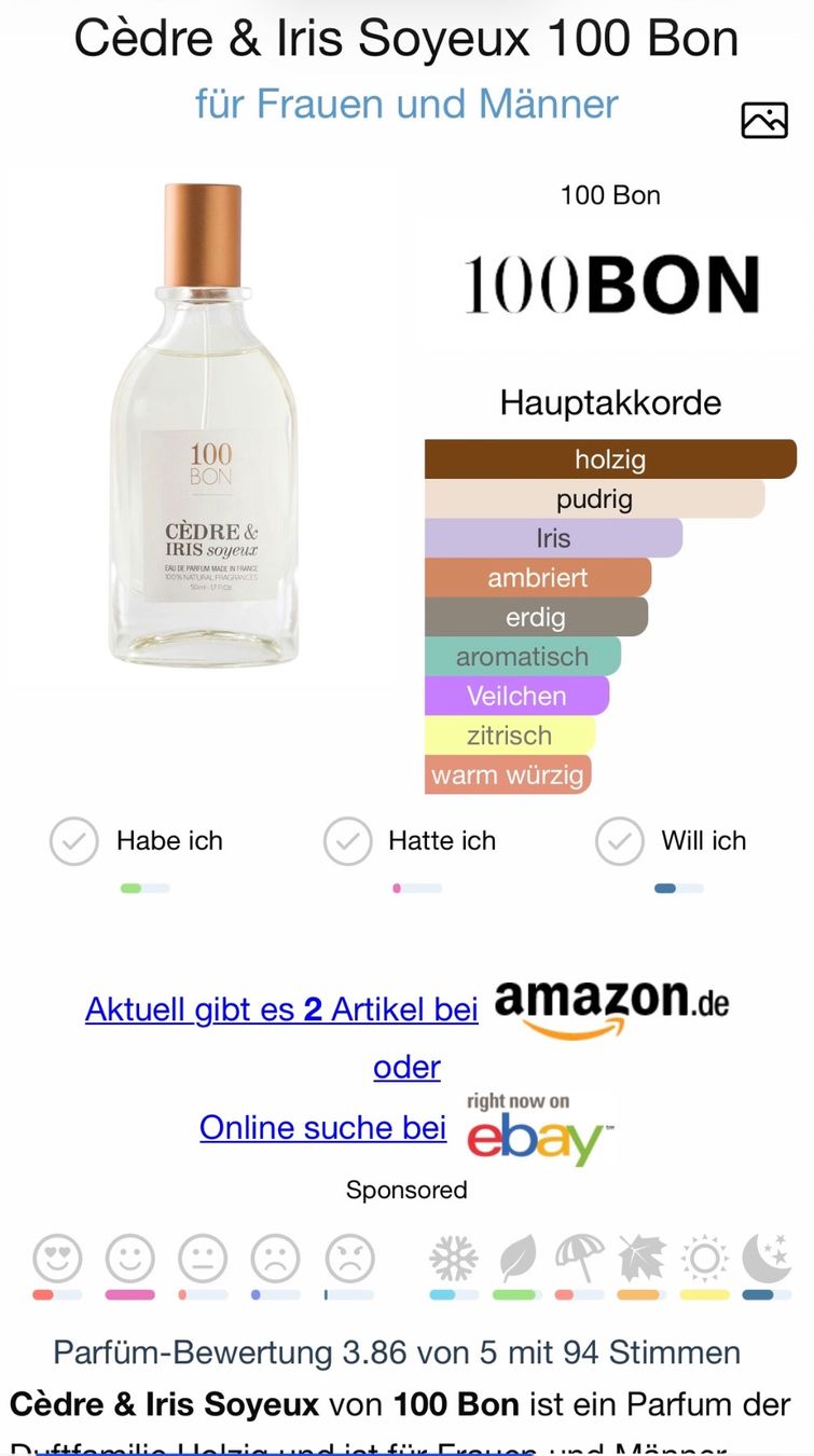 Profumi & Eau de Toilette: 100 Bon Cèdre & Iris Soyeux, Abfüllung 5ml.. – Usato da Zürich venduto da deruja 2