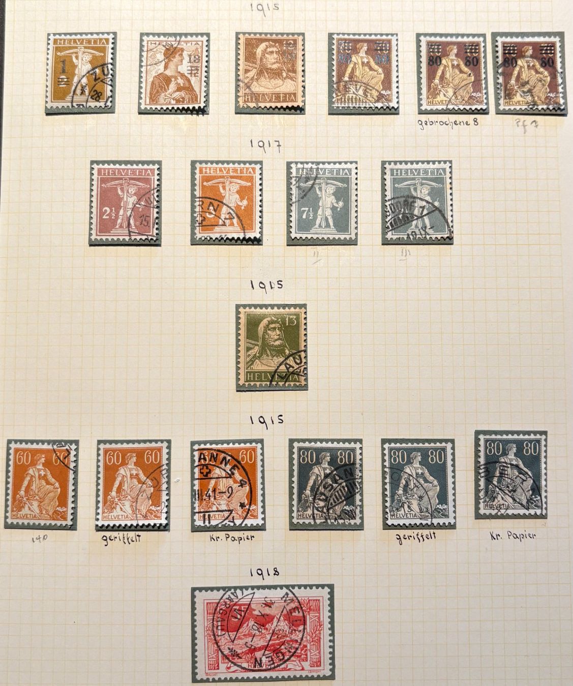 Tutti i francobolli: LOT SCHWEIZER BRIEFMARKEN 1915-1918 – Usato da Ostermundigen venduto da Heavenmaus75