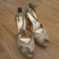 High Heels Gr. 36  Gold Schlangenlook & Strass