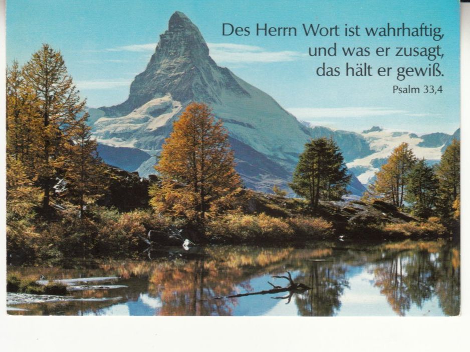Ansichtskarten: Matterhorn mit Psalm ca. 1980 – Gebraucht aus Bürglen TG von StampGraf