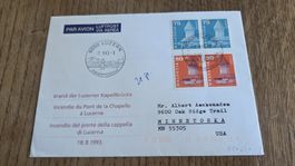 1993 FDC Kappellbrücke Combo nach USA
