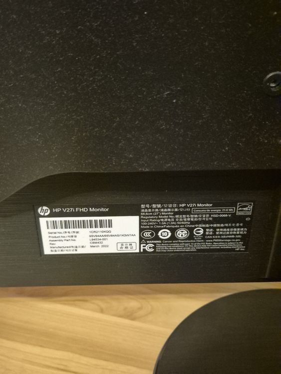 HP V27i FHD Monitor (Gebraucht) in Langenthal für CHF 40 – nur Abholung ...