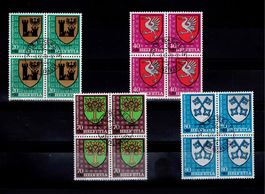 1 Satz Viererblöcke  Schweiz mit Erstagsstempel 1978