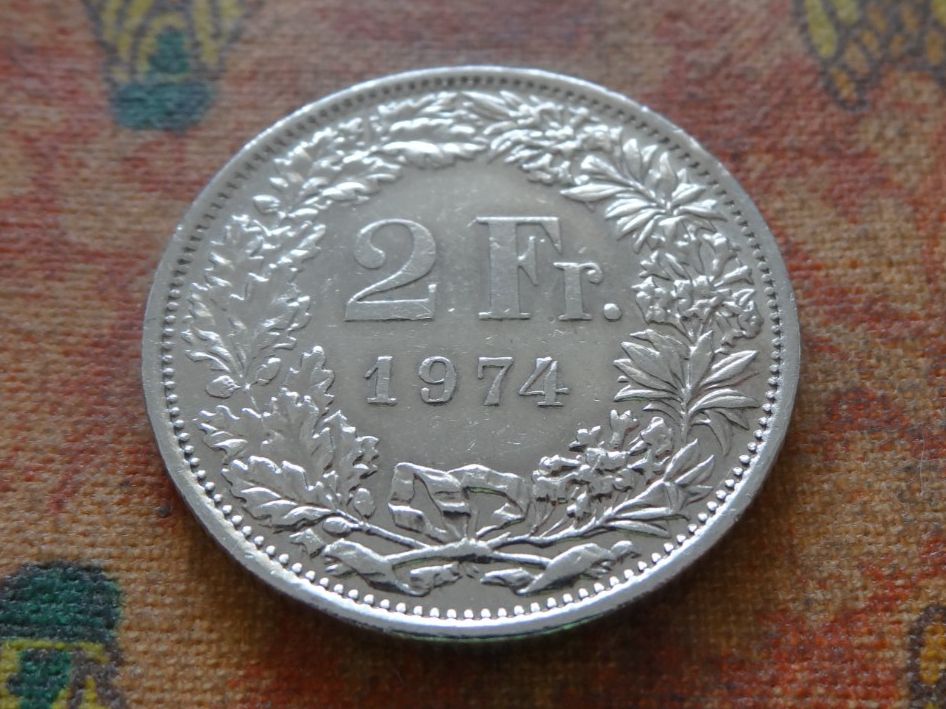 Alle Münzen: 2 Fr. 1974 – Gebraucht aus Romanel-sur-Lausanne von Swift13