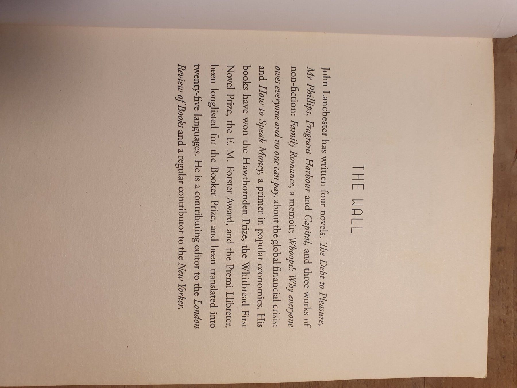 Libri: The Wall John Lancaster FF – Usato da Zürich venduto da loosebone 1