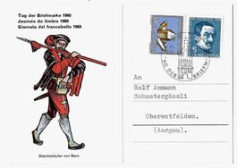 1960 offizielle Karte zum Tag der Briefmarke gestempelt Bern