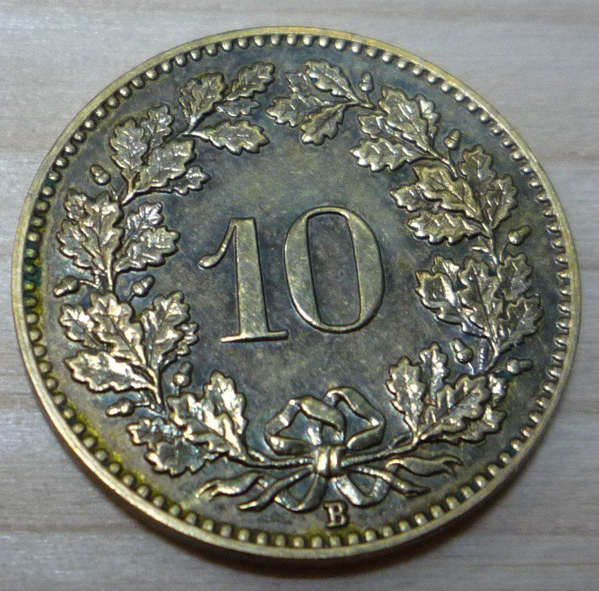 Tutti le monete: 10 Rappen 1919, Schweiz, Messing – Usato da Rieden SG venduto da Sammelfreund 1